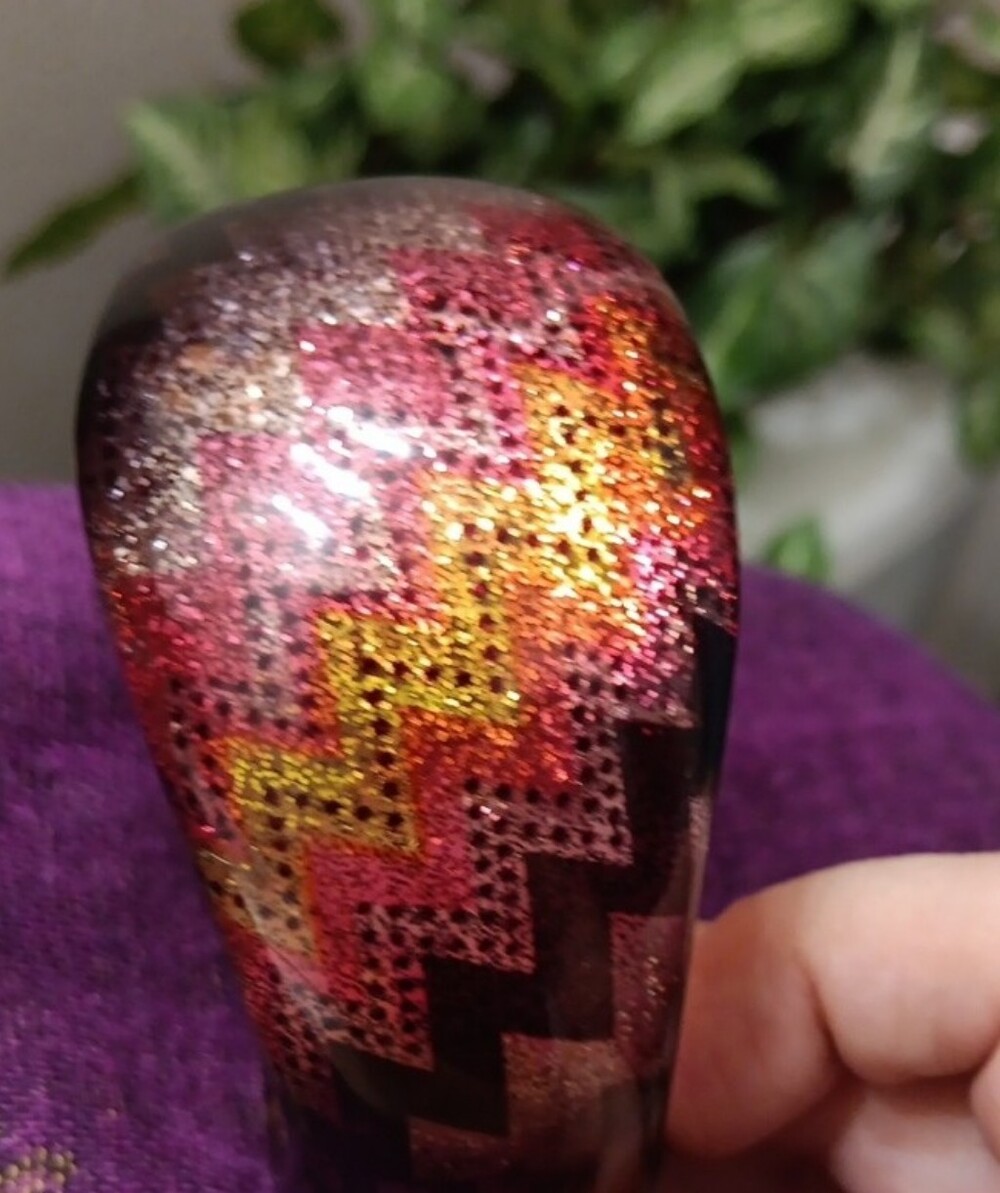 Wide Pink Patterned Resin Bangle Bracelet